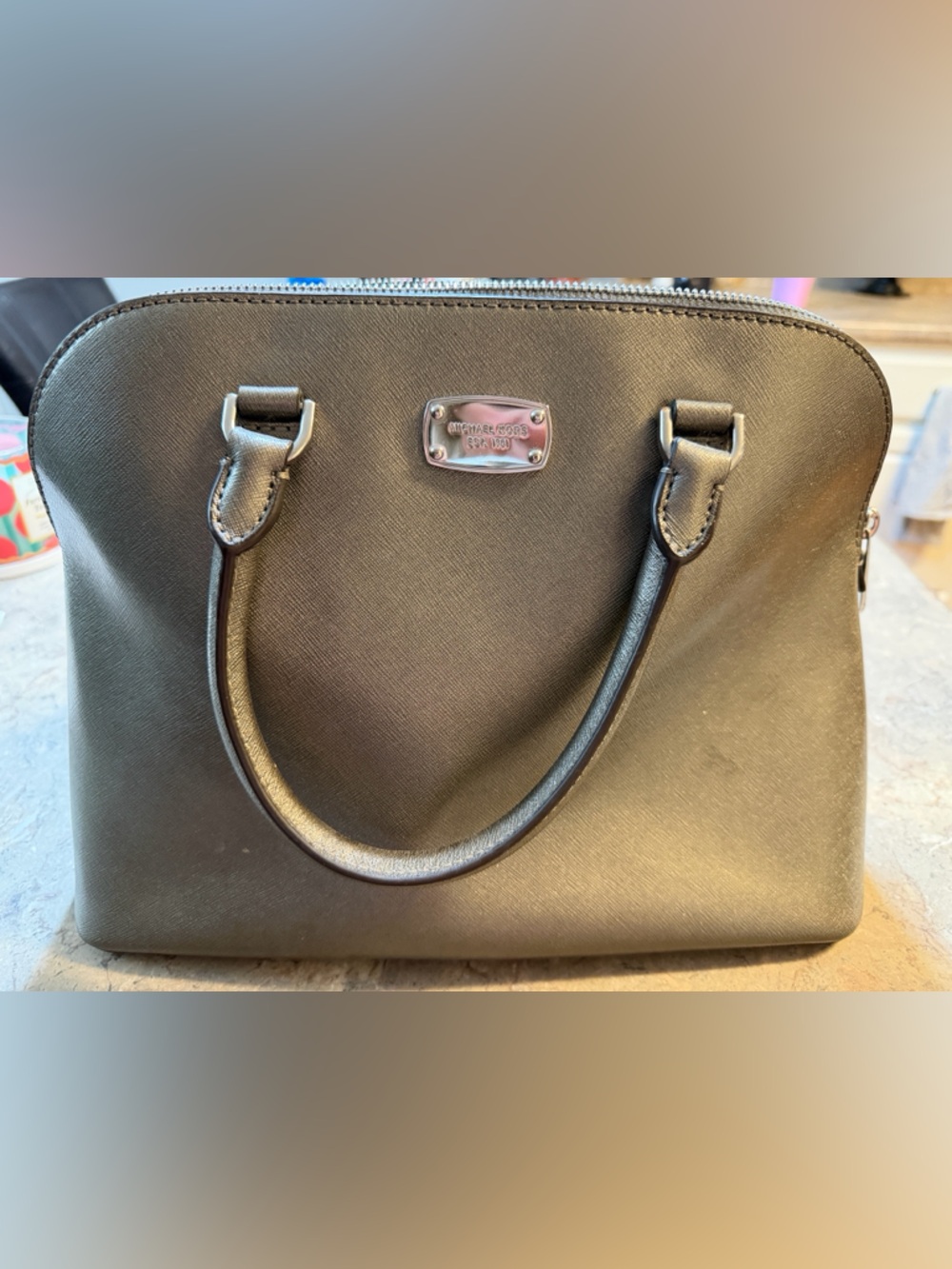 Michael Kors Black Saffiano Leather Dome Satchel